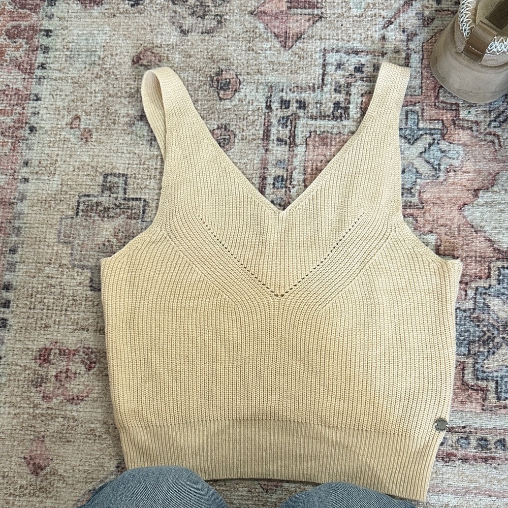Roxy Tan Knit Crop Top
